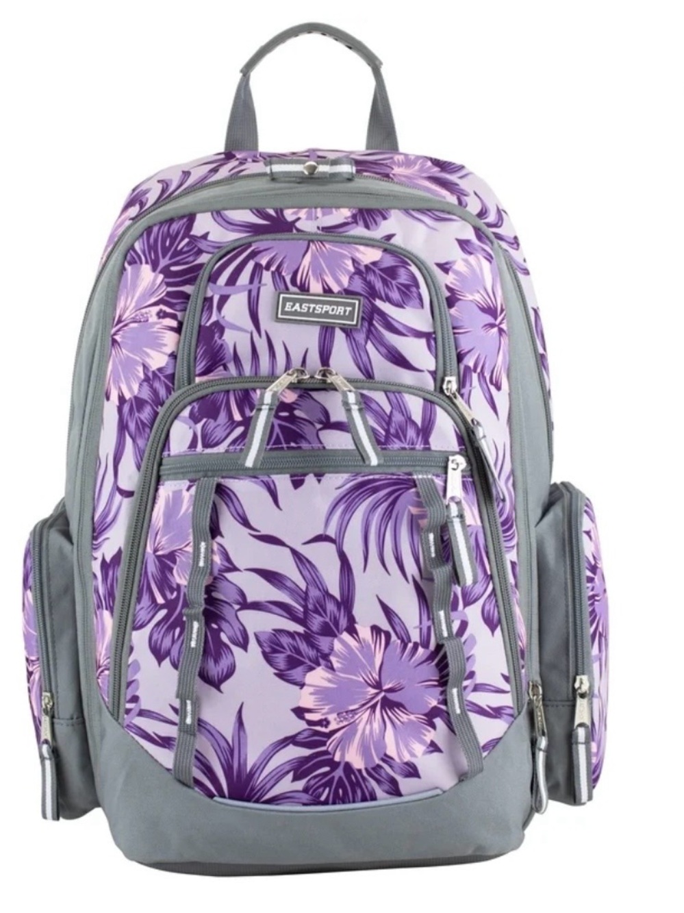 Eastsport Purple Floral Backpack with Grey Accents